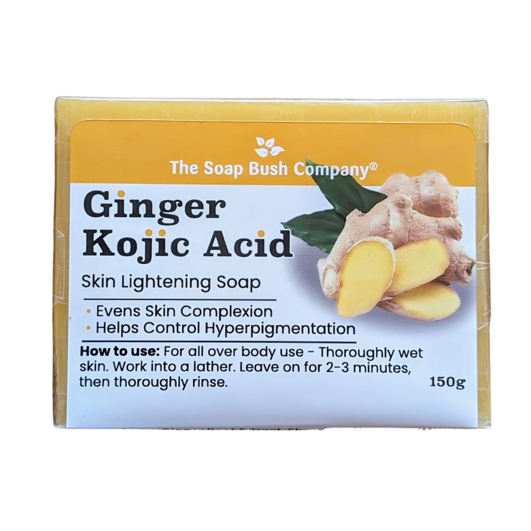 Soap Bush Ginger Kojic Acid Skin Lightening Soap, Evens Skin Complexion, Helps Control Hyperpigmentation ingredient pure ginger, soapbushco, ginger soap, The Soap Bush Company Kojic Acid Skin Lightening Soap, Lightens Skin Complexion, , Clore Beauty Supply,Hair Mall, BSW, Rex, BCI, JNK, Mama Cee Beauty Supply, Miami Beauty Supply, Ricom, Hera Beauty Supply, Mama Africa Beauty Supply,What is kojic acid soap, and how does it work?, How effective is kojic acid soap for dark spots and hyperpigmentation,turmeric