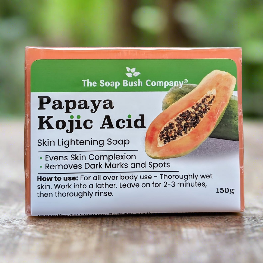 The Soap Bush Company Papaya Kojic Acid Skin Lightening Soap, Evens Skin Complexion, Removes Dark Marks and Spots, kojic soap on amazon,The Soap Bush Company Kojic Acid Skin Lightening Soap, Lightens Skin Complexion, Helps Control Hyperpigmentation,kojie san kojic soap, kojie san skin brightening soap, marie france Real Kojic Acid Soap (Maximum Strength) kojic acid soap, skin lightening, skin brightening, hyperpigmentation, turmeric, papaya,all over body use, soapbushco,soap bush co,Clore,BSW Beauty Supply