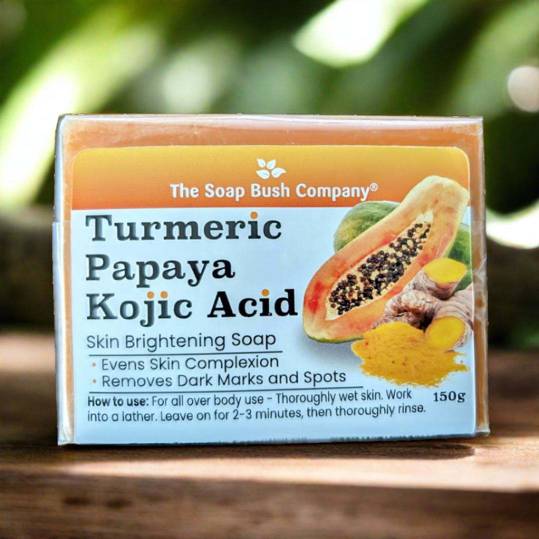 The Soap Bush Company Kojic Acid Skin Lightening Soap, Lightens Skin Complexion, Helps Control Hyperpigmentation, kojie san kojic soap, kojie san skin brightening soap, marie france Real Kojic Acid Soap (Maximum Strength) kojic acid soap, skin lightening, skin brightening, hyperpigmentation, turmeric, papaya, all over body use, soapbushco, soap bush co,Clore Beauty Supply,Hair Mall, BSW, Rex, BCI, JNK, Mama Cee Beauty Supply, Miami Beauty Supply, Ricom, Hera Beauty Supply, Mama Africa Beauty Supply